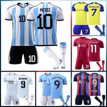 阿根廷梅西儿童足球服迈阿密球衣利雅得皇马巴萨利物浦套装
