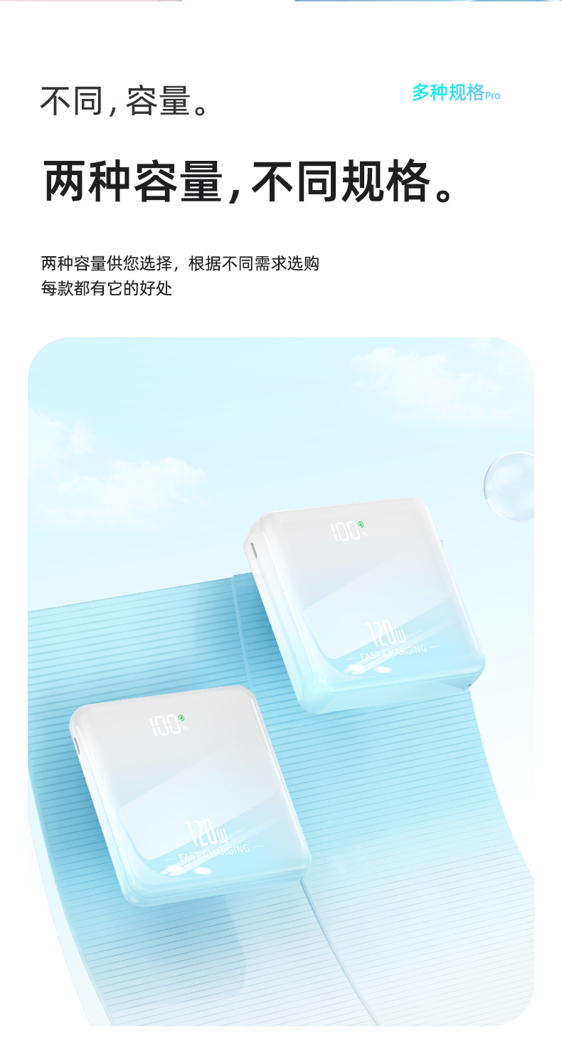 小巧超薄120W快充移动电源20000毫安自带线大容量数码电脑手机配件详情11