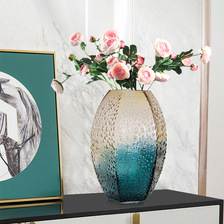 新款北欧现代简约玻璃花瓶几何渐变花瓶摆件客厅插花装饰品批发