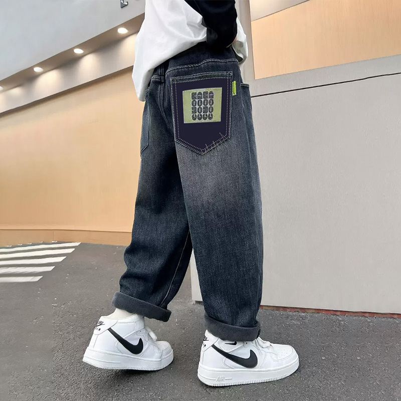 男童裤子韩版2024新款中大童春秋季男孩帅气秋装儿童秋冬牛仔长裤