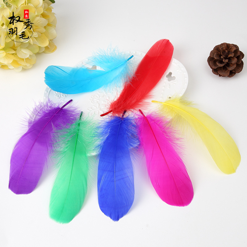 颜色全大量现货批发软大飘羽毛鹅毛diy彩色羽毛头饰工艺装饰材料