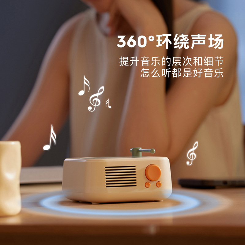 Retro Bluetooth speaker Small mini portable small audio custom logo home desktop decoration advanced sense audio Application Scenario