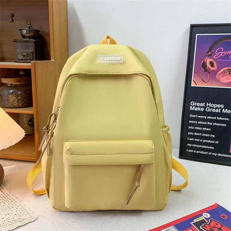 休闲大容量双肩包ins风时尚女生韩版纯色简约大学生书包出游背包详情41