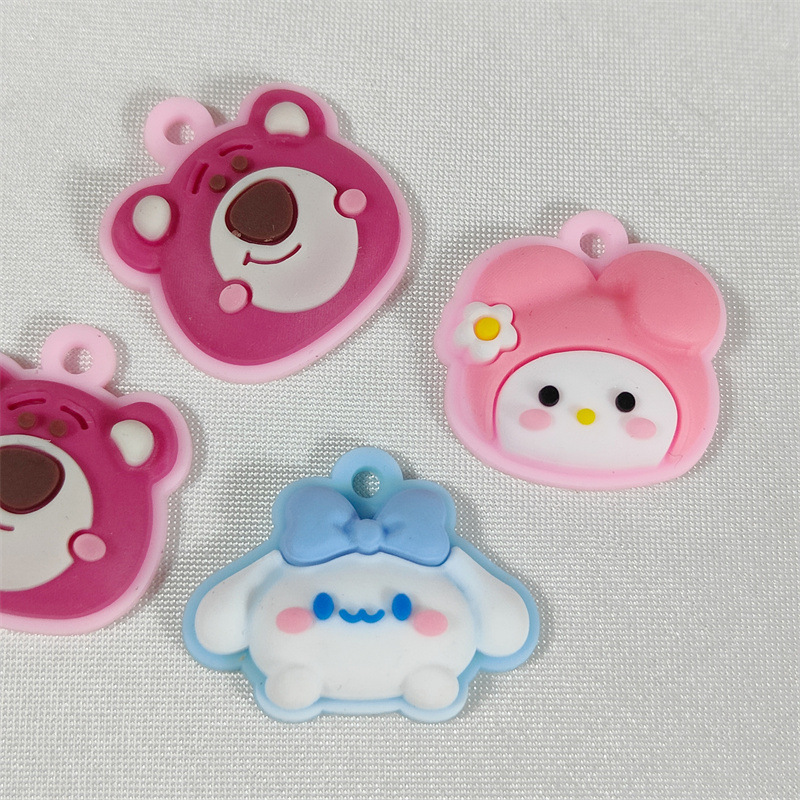 Pvc Cartoon Strawberry Bear Big Ear Dog Piglet Monkey Soft Plastic Pendant Accessories Diy Keychain Pendant Decoration Materials Specification drawing