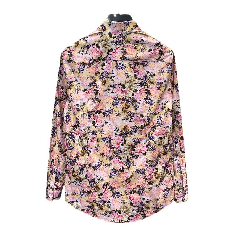 European streetwear brand's distinctive patterned long-sleeved shirts for spring and autumn, featuring a full-body floral print slim lapel shirt Item Picture