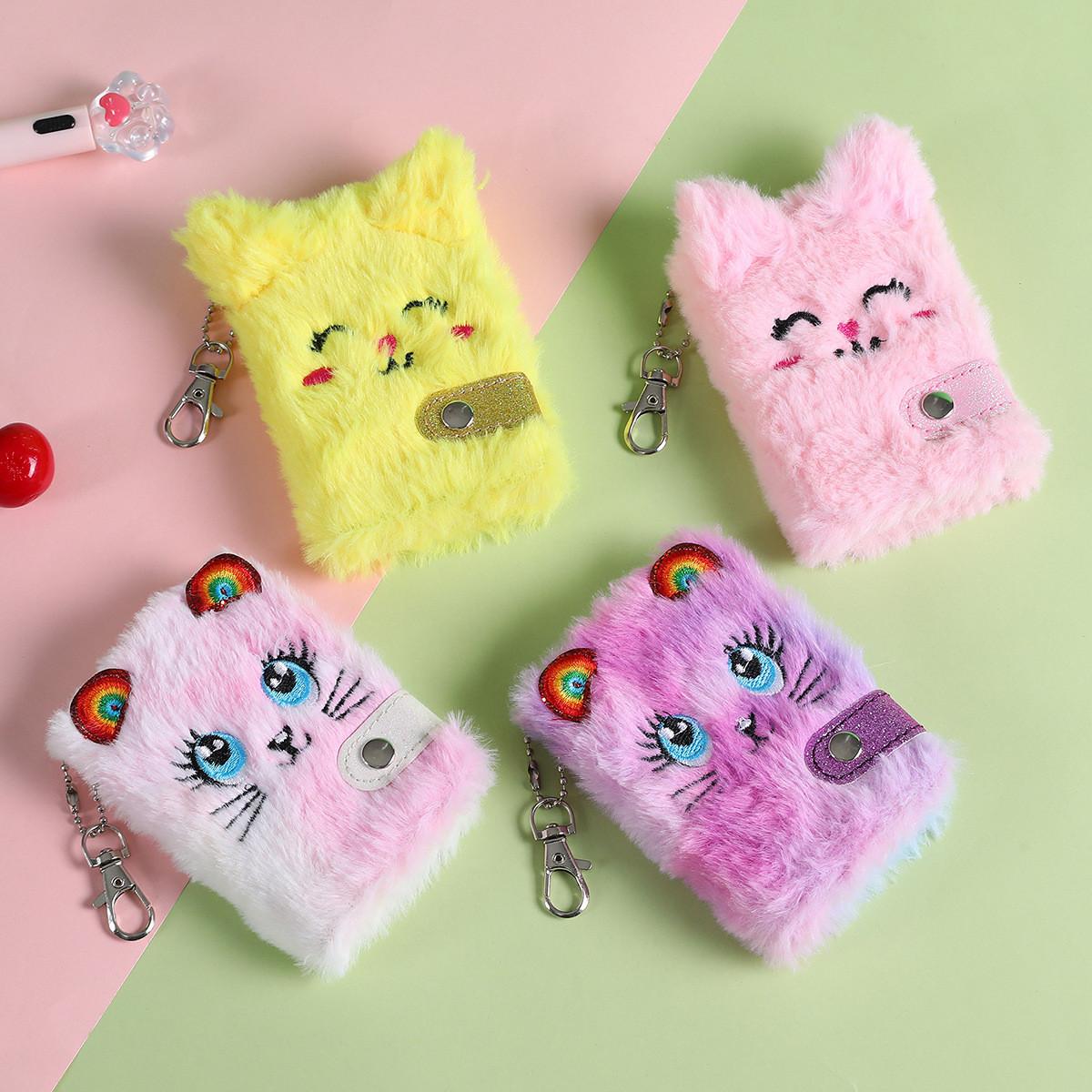Thousand Yu Culture New Cartoon Plush Handbook Cute Cat Children's Book Bag Pendant Holiday Gift Book