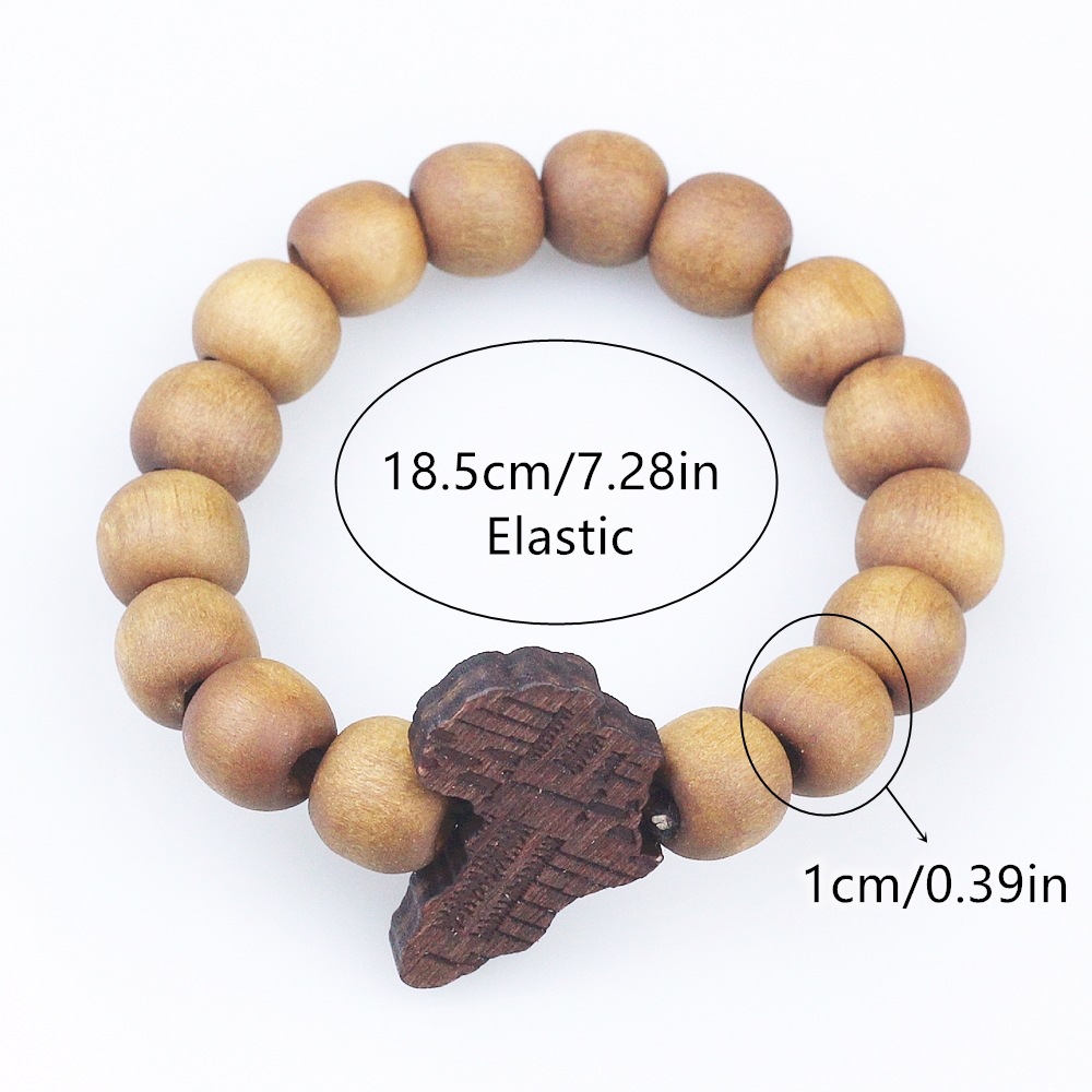 Europe And The United States Cross-Border Foreign Trade Africa Temu Hot Selling Carved Wooden African Map Bracelet Wooden Beads Wear Elastic String Men And Women Couples Accessory Gift Manufacturers Wholesale Application Scenario