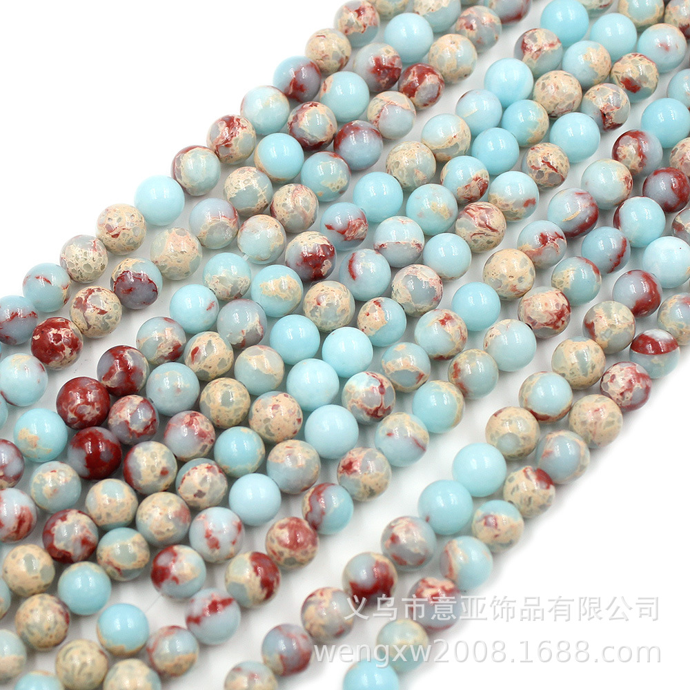 Shoushan Stone Round Beads Diy Jewelry Accessories Bracelet Necklace Semi-Finished Materials Bead Wholesale Color Turquoise Loose Beads details Picture