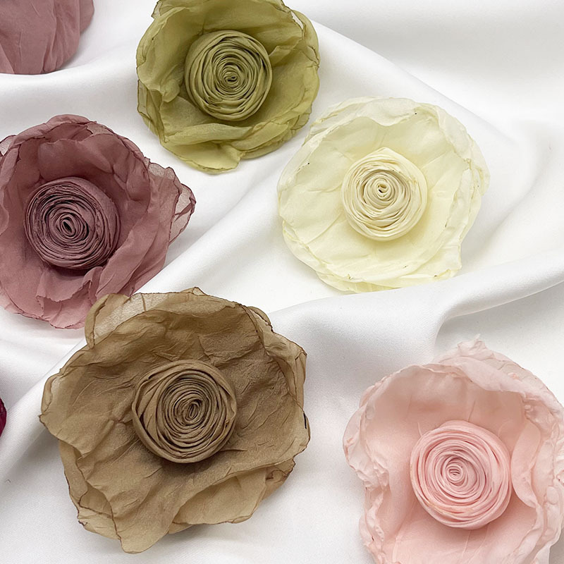 Ougensha flower semi-finished product accessories, fabric rose-burned edge flower diy accessories, clothing flower accessories wholesale Specification image