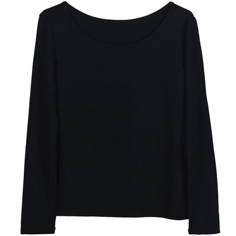 Modal base shirt big round neck slim-fit with a base black T-shirt spring and summer thin women's long sleeve new autumn clothes Item Picture