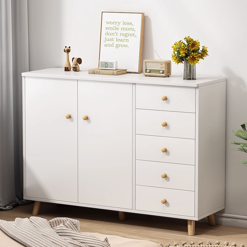 A simple and modern white storage cabinet for the bedroom, a household living room storage cabinet, a chest of drawers against the wall, a six-chest cabinet Application Scenario