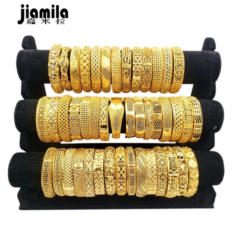 嘉米拉迪拜新娘24K镀金镂空铜手镯女包金饰品镀金越南沙金镯子