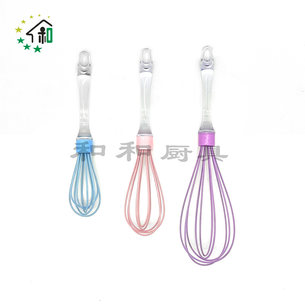 14 "silicone hand-held color clear handle whisk mini Hand kitchen mixer Egg beater details Picture