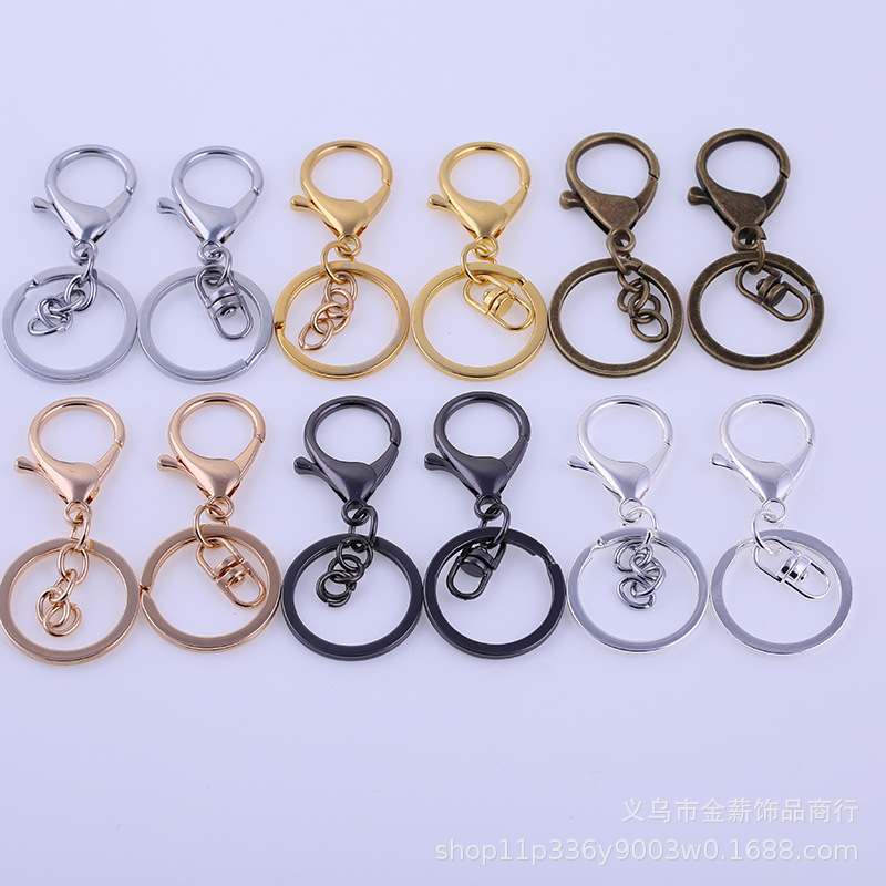 Seven-star Accessories Factory directly supplies zinc alloy keychains, metal keychains, lobster buckles, three-piece sets, 8-ring chains, and keychains details Picture