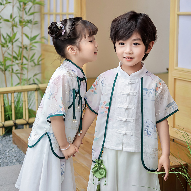 Baby Hanfu Spring Set Boy Costume Chinese Style Spring And Autumn Style Children's Academy Long Sleeve Tang Dress Female Super Fairy details Picture