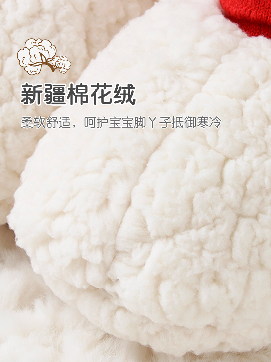 Soft-soled floor shoes and socks, thickened loops for autumn and winter, baby walking socks and shoes, anti-slip big red Dragon Year newborn baby socks Specification image
