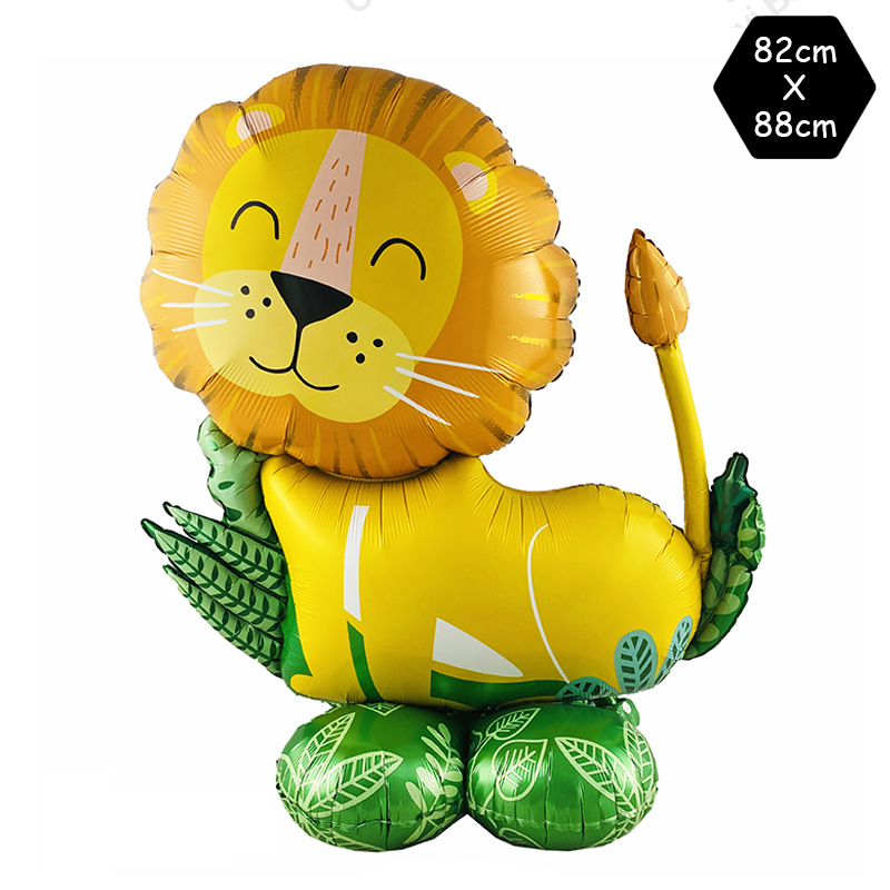 Cross border three-dimensional cartoon lion dinosaur unicorn rainbow with base decorated ball Children's birthday aluminum film balloon thumbnail