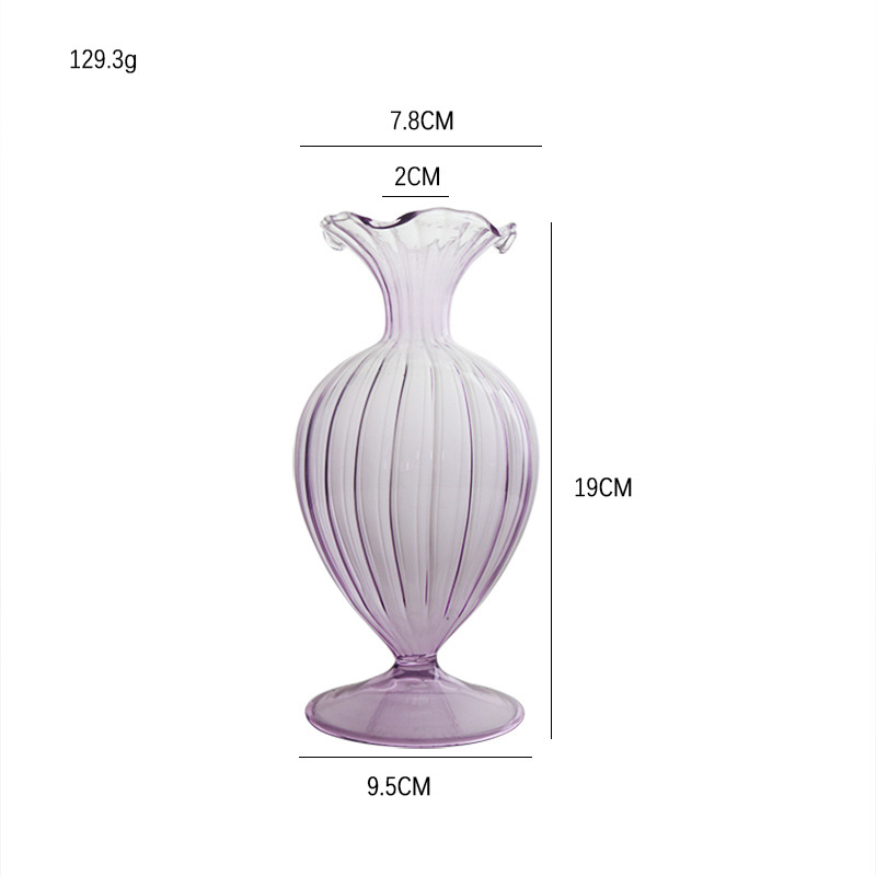 European retro and simple glass mouth with a big belly series of glass vases for living room, home, study and bedside decoration with lilies Item Picture