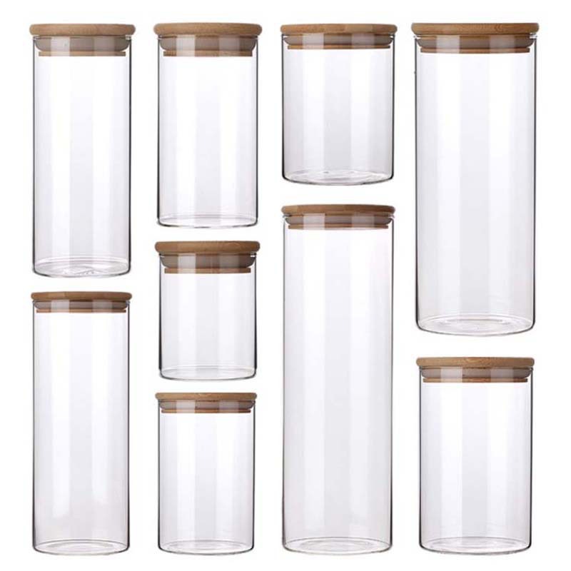 Manufacturers Supply Tea Jar Glass Sealed Jar Straight Kitchen Storage Jar Dry Fruit Snacks Candy Storage Bottle Item Picture