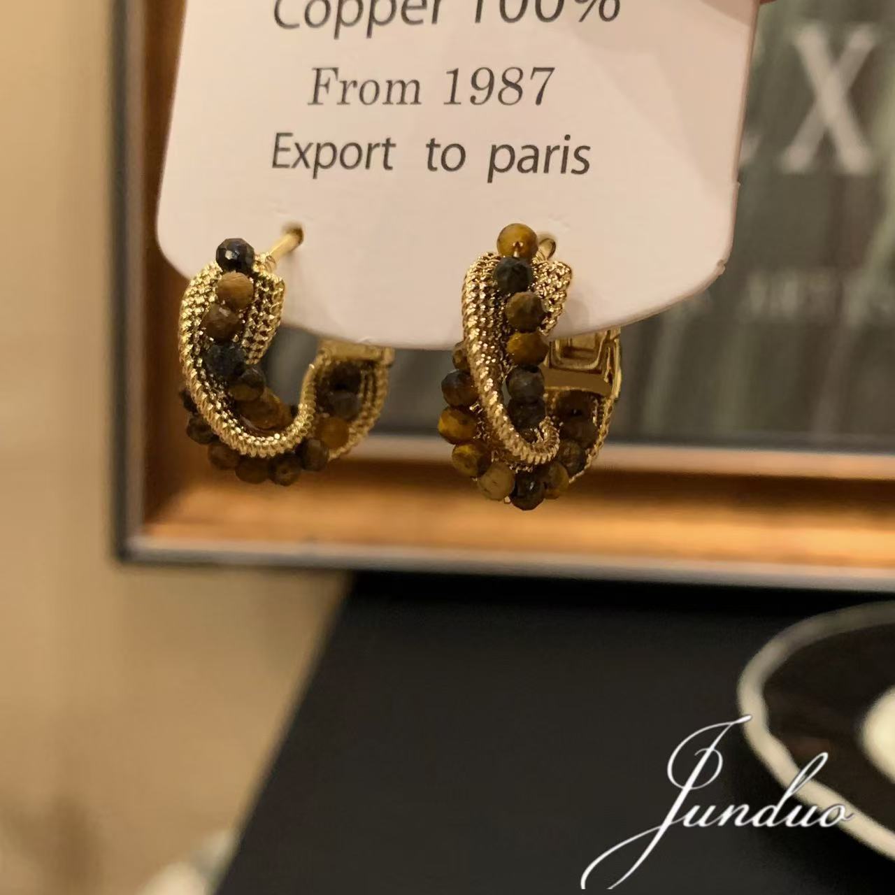 新款几何设计感耳环气质高级感金色绳结时尚百搭耳钉女耳饰