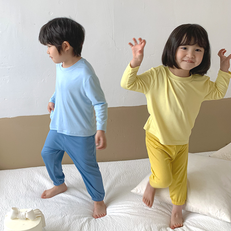 儿童家居服套装薄款长袖透气男童女童睡衣