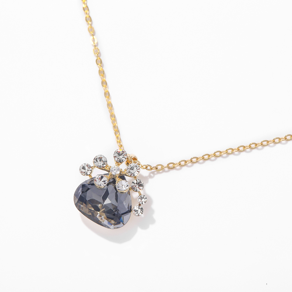 Long Drop Purple Chain Gold plated 925 Silver necklace Big Name micro gem East Gate women's geometric collarbone chain Application Scenario
