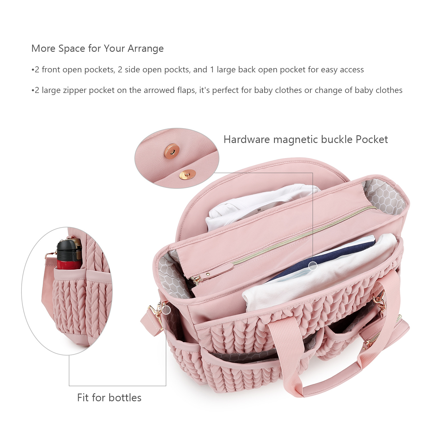 2025 New quilted Mommy Bag, single-shoulder hand-carry storage bag, waterproof fabric, heat preservation, baby and maternity travel diapers details Picture