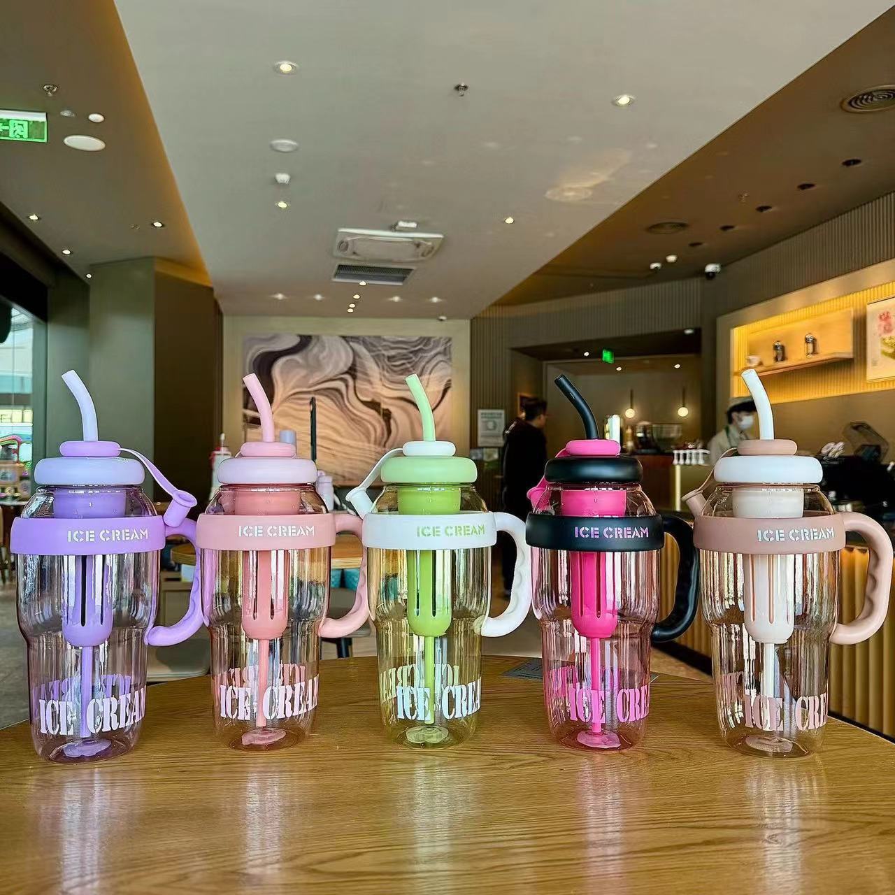 Wholesale Dudu cups, high appearance level ice cube cups with straws, large-capacity water cups, tea-water separation plastic cups, summer cups Specification image