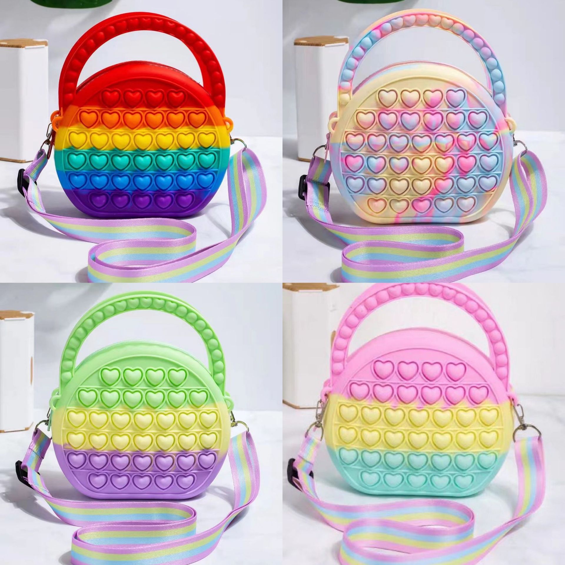 灭鼠先锋硅胶手提包跨境新品爱心手提包女士斜挎单肩包儿童卡通包儿童零钱包硅胶包包减压包包玩具图