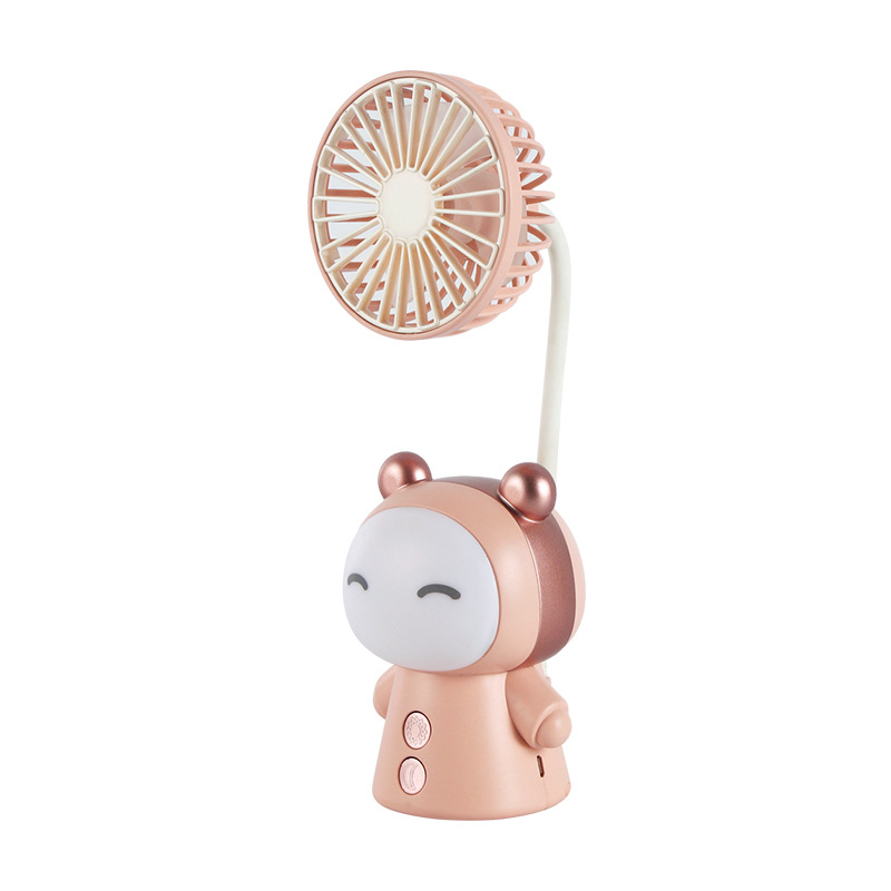 New doll night light fan, multi-speed night light desktop fan, cartoon rabbit ear electric fan, USB charging fan Item Picture