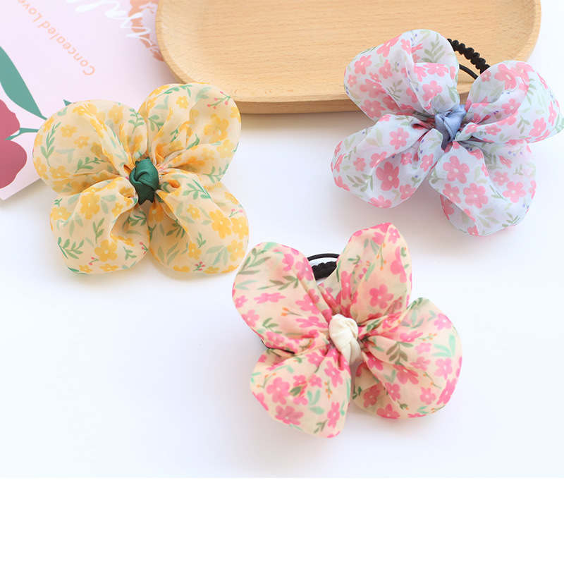 New Korean Version Floral Bow Hair Tie Girl Sweet Little Flower Rubber Band Baby Cute Princess Hair Band Hair Accessories details Picture