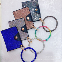 Cross-border e-commerce explosion fashion trend rhinester bracelet card bag key chain fitness sports wrist key chain card bag