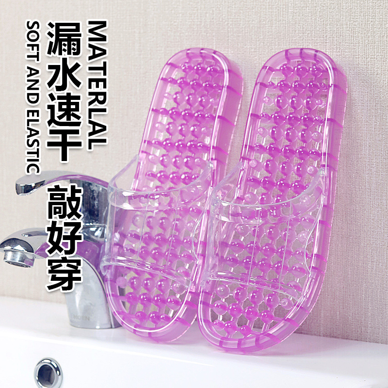 Zapatillas de baño mujeres verano interior antideslizante baño masaje plástico ligero cristal pareja inicio masaje frío zapatillas hombres