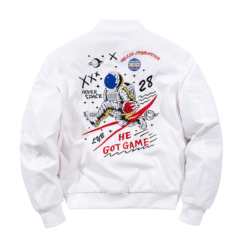 High-End Embroidery Thickened Flight Suit Coat Men's New Fall Trend Baseball Collar Cotton-Padded Jacket Country Trend Youth Men's Wear details Picture