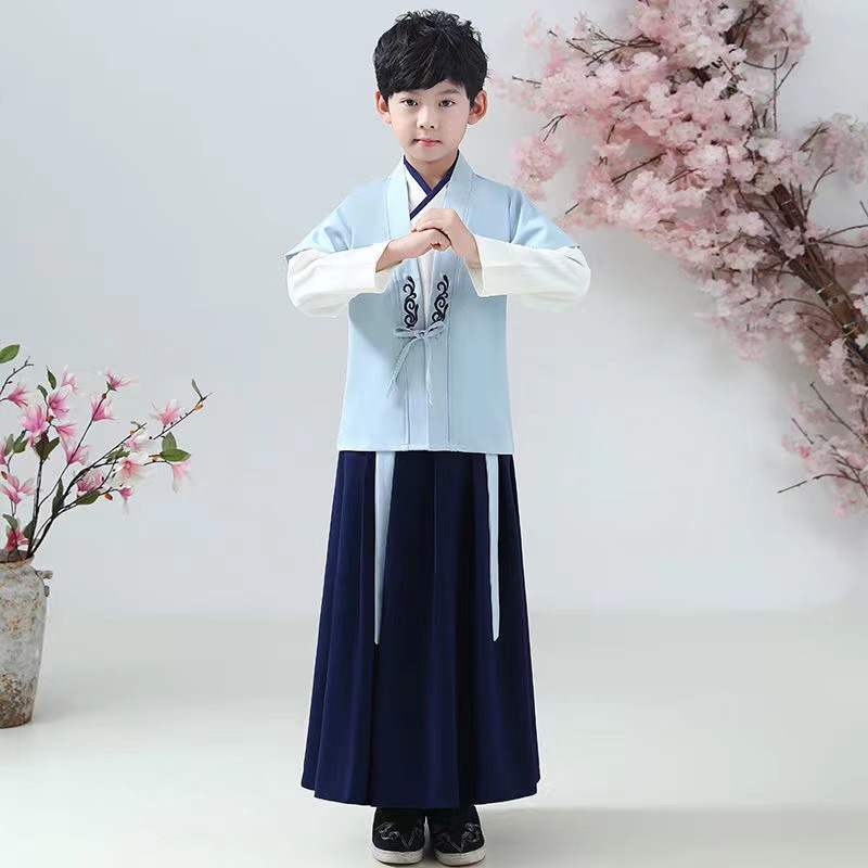 National trend children's ancient costumes and Hanfu, boys' traditional Chinese learning costumes, girls' Chinese-style primary school students' bookchildren's costumes, Three-character classic performance costumes for girls Application Scenario