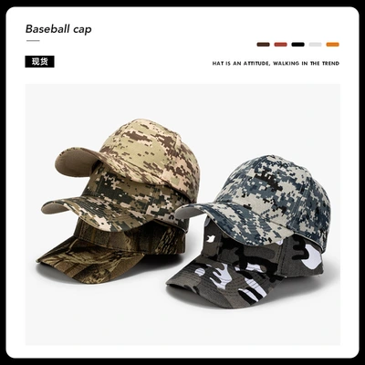 WELLS Terylene camo outdoor all-match baseball cap men's hip hop soft top curved roof sun visor thumbnail