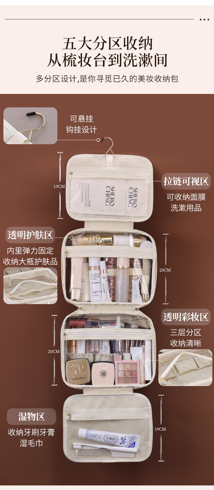 跨境新品多层挂式透明防水化妆包便携高端旅行大容量详情4