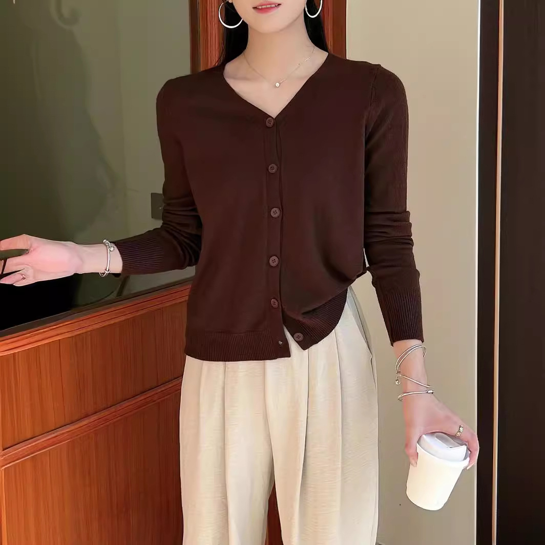 V-neck knitted cardigan, soft and fluffy dopamine-colored autumn sweater, 2024 new long-sleeved top coat, autumn women's wear Application Scenario