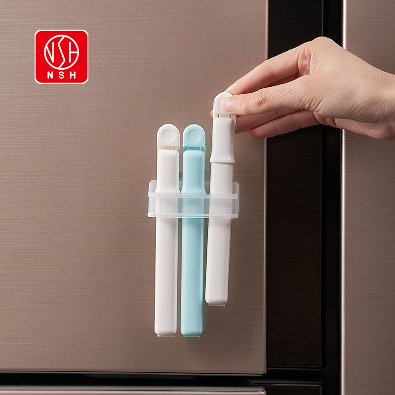 NSH 塑料密封夹带吸盘收纳底座食品保鲜零食封口夹子茶叶袋保鲜夹