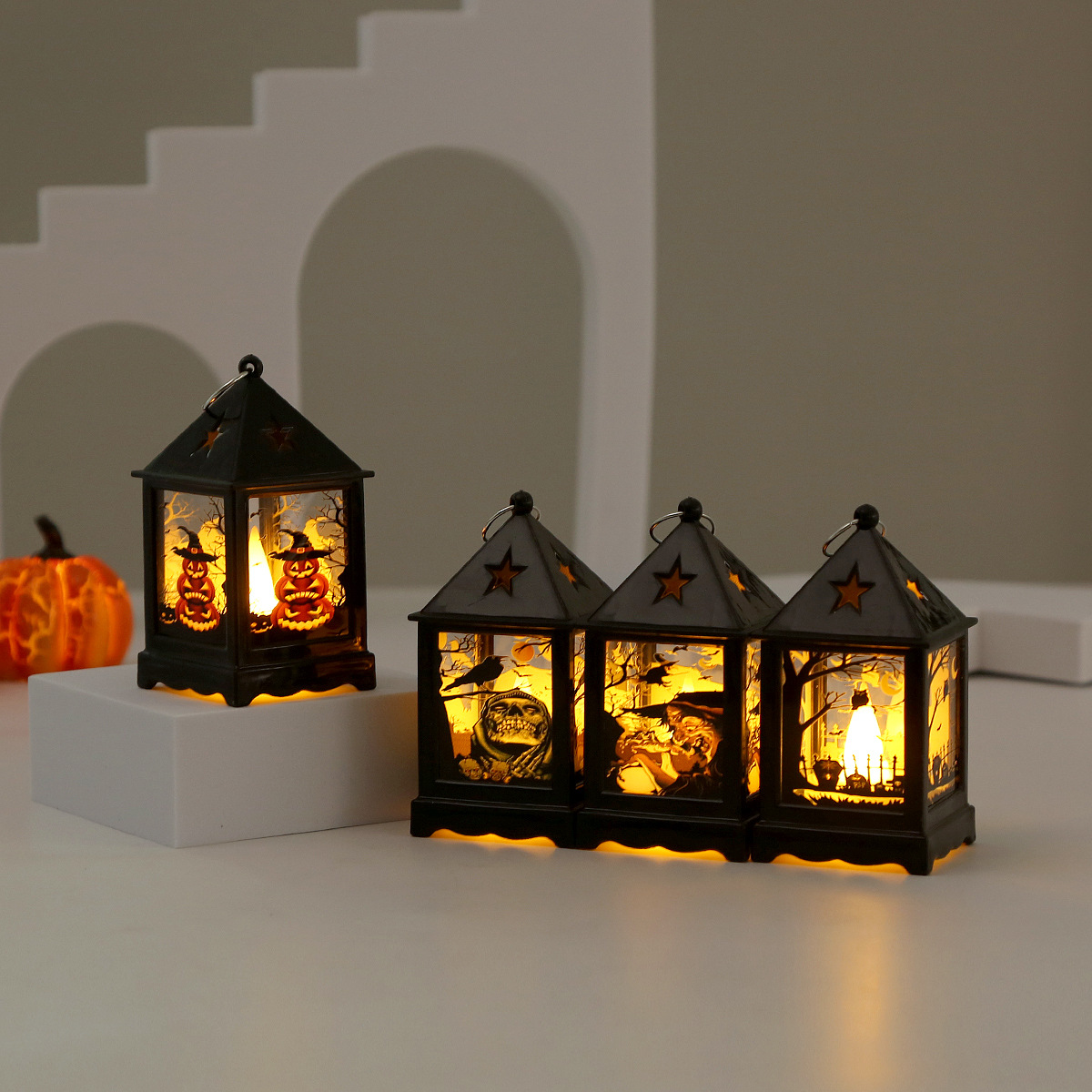 Halloween Wind Lights Led Portable Jack-O '-Lantern Creative Night Lights Festive Atmosphere Decorative Props Layout Small Ornaments Specification drawing