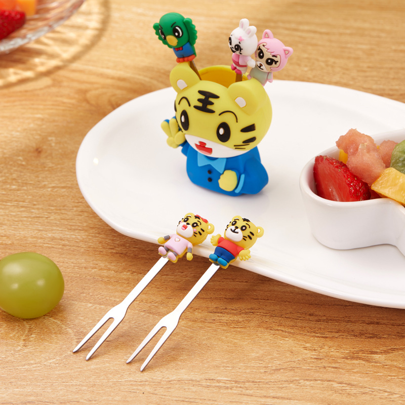 Home stainless steel fruit fork storage jar set, children's creative and cute ins Nordic-style Korean cake fork Application Scenario