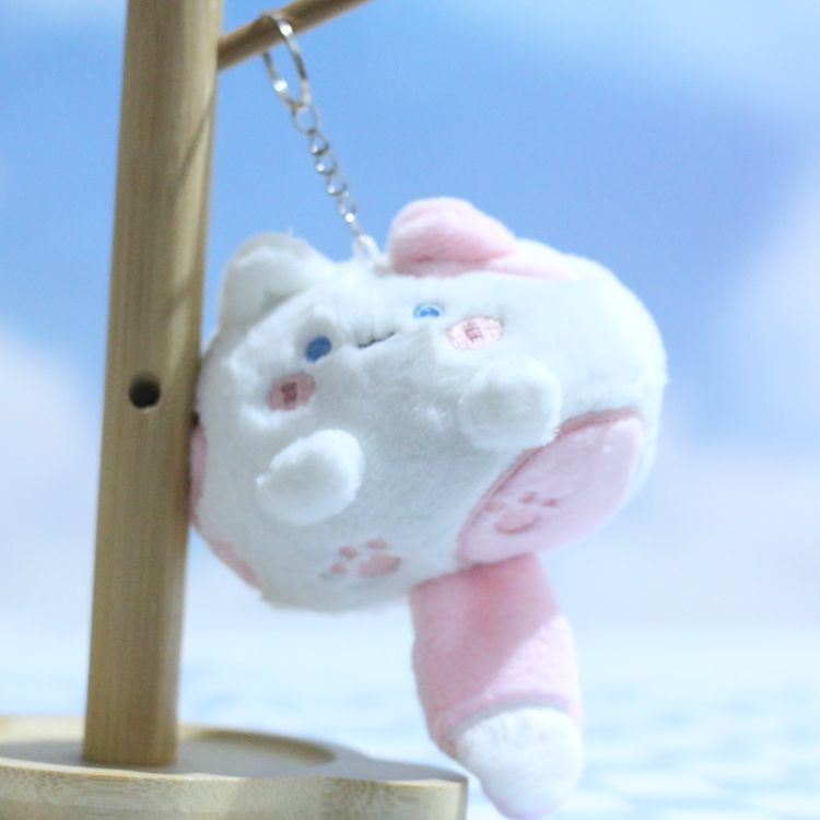Cute, cute, squeaky little cat pendant, cartoon plush toy, bag, pendant, doll, keychain doll details Picture