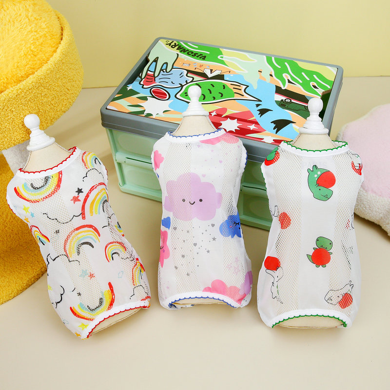 Dog clothes for spring and summer, cute and breathable cat home wear, small dog puppies, Bichon Frises, Pomeranians, mosquito repellent four-leg pants Item Picture