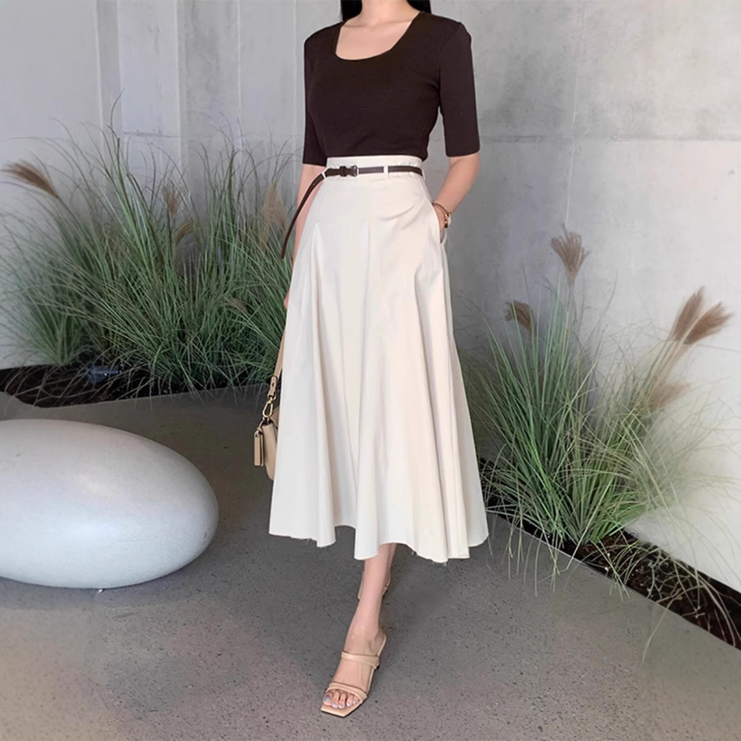 气质职业伞裙显瘦半身裙女士春秋新款坠感长裙设计感a字大摆裙子