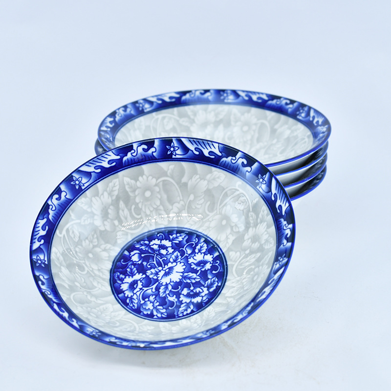 Wholesale of 10 7-inch large noodle bowls, porcelain bowls, blue and white porcelain bowls, commercial soup bowls and household bowls