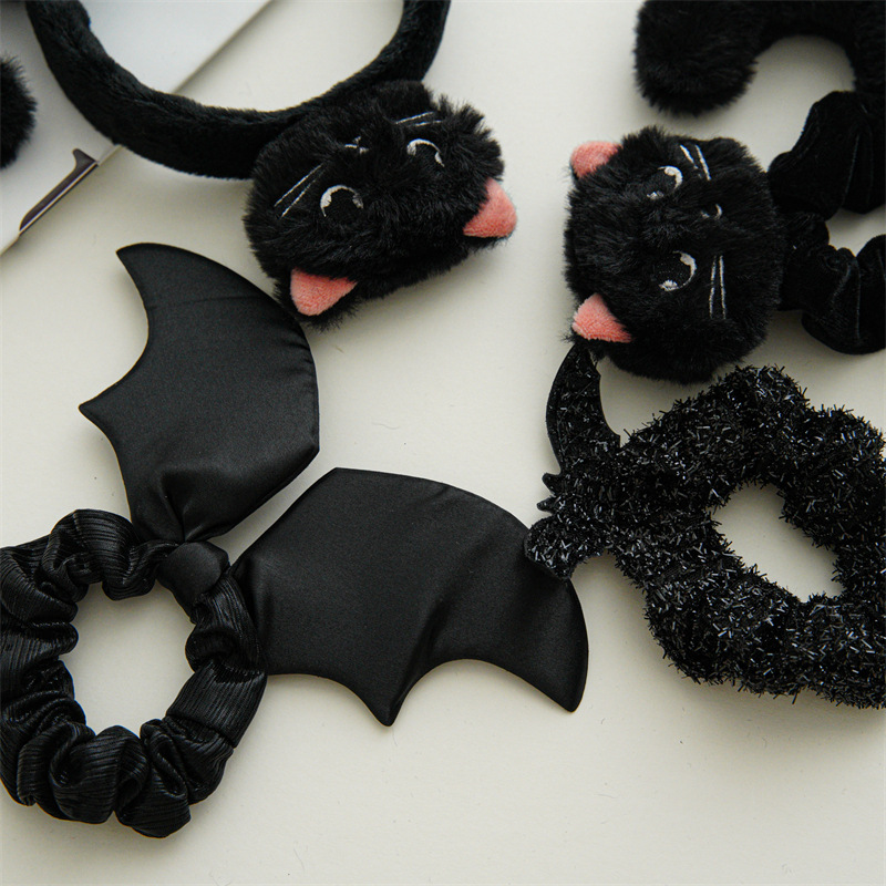 Transfronterizo de tela murciélago de pelo grueso anillo de pelo accesorios de pelo en stock wholesale halloween dress up bundy hoop fleece anillo de pelo Specification image