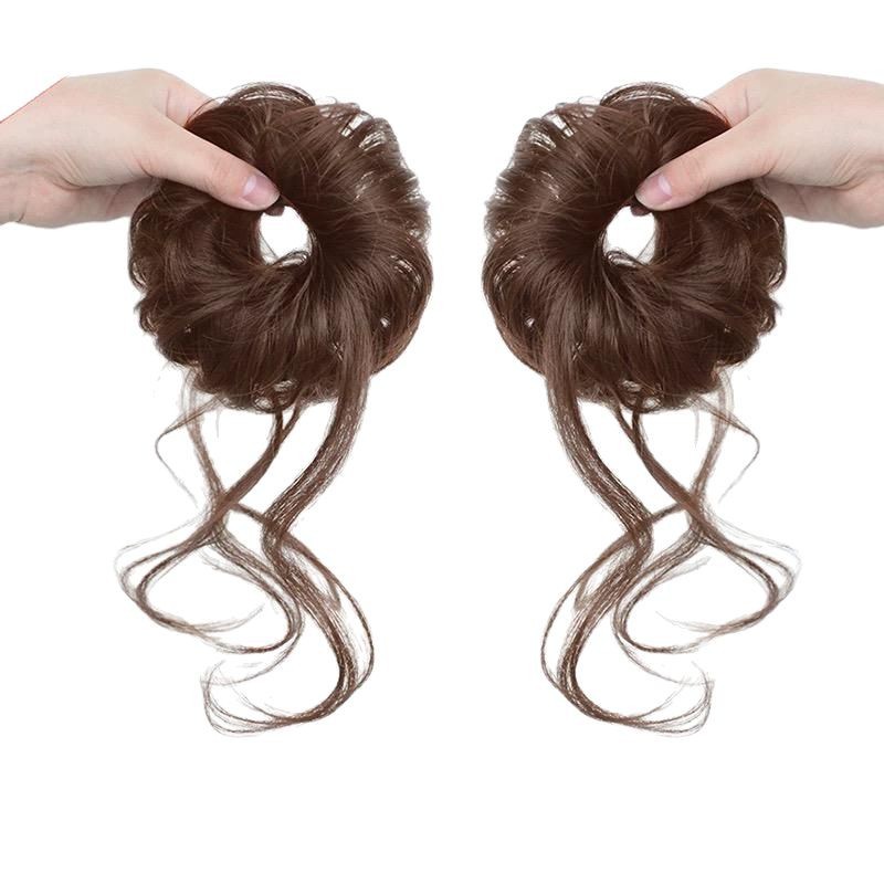 Fluffy side-tied dragon beard bun hair wig for women 2025 New style flower bud bun hair bun magic tool Hair band simulation hair accessory Item Picture