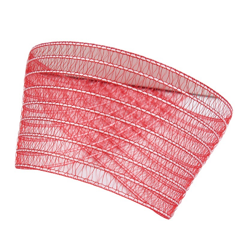 Dingxin Ribbon Wholesale: White line striped hollowed-out fish thread ribbons, DIY handcrafted bow ribbons, headwear, mesh ribbons Item Picture