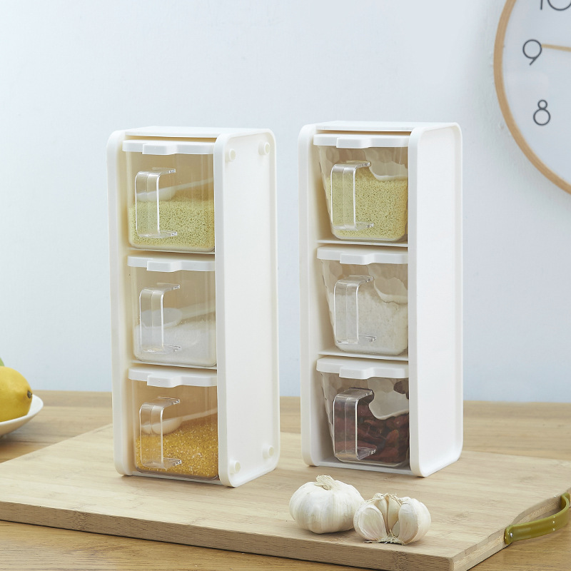 日式创意三格横式立式调味盒套装 厨房多用途可放杂物储物收纳盒详情图4