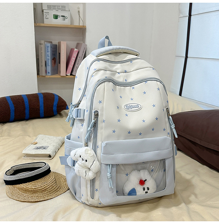 韩版ins小清新星星双肩包女校园大容量初中高中学生书包减负背包详情29